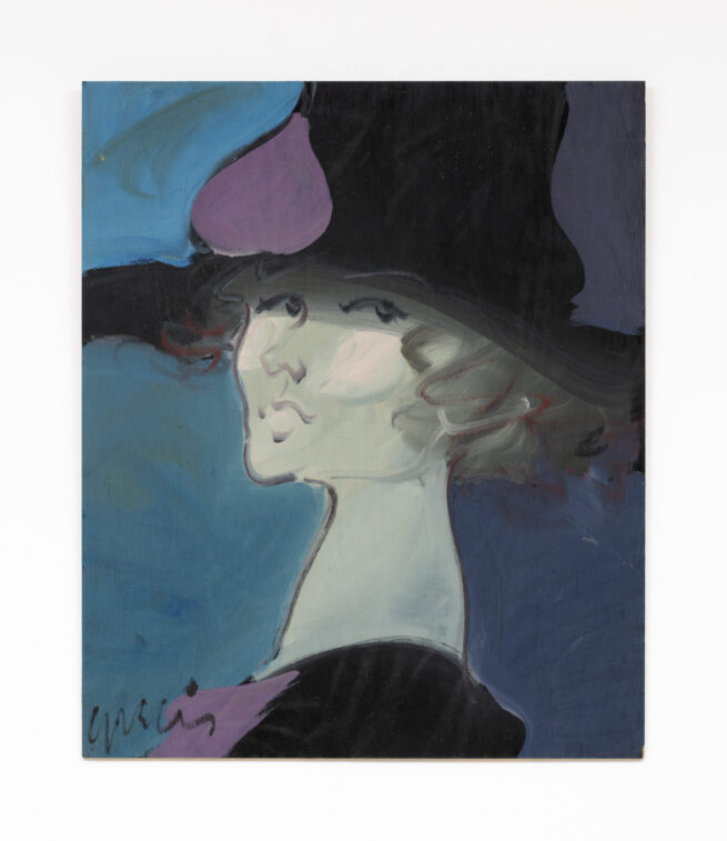 蓝色背景前的女人 - Juan Garcés