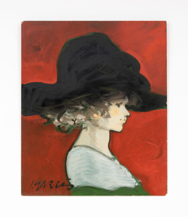 红色背景前的女人 - Juan Garcés