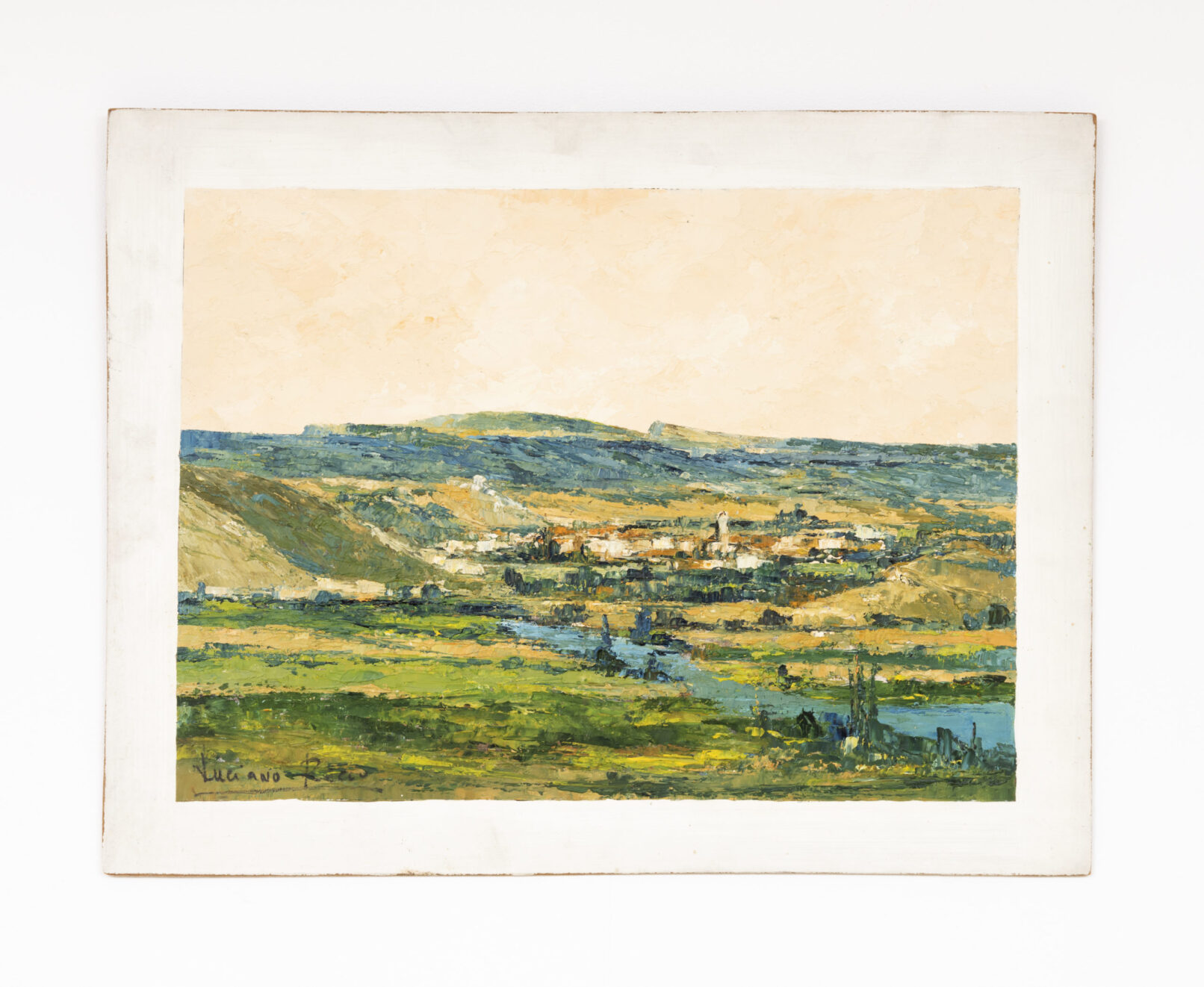 Paisaje pueblo con río - Luciano Recio