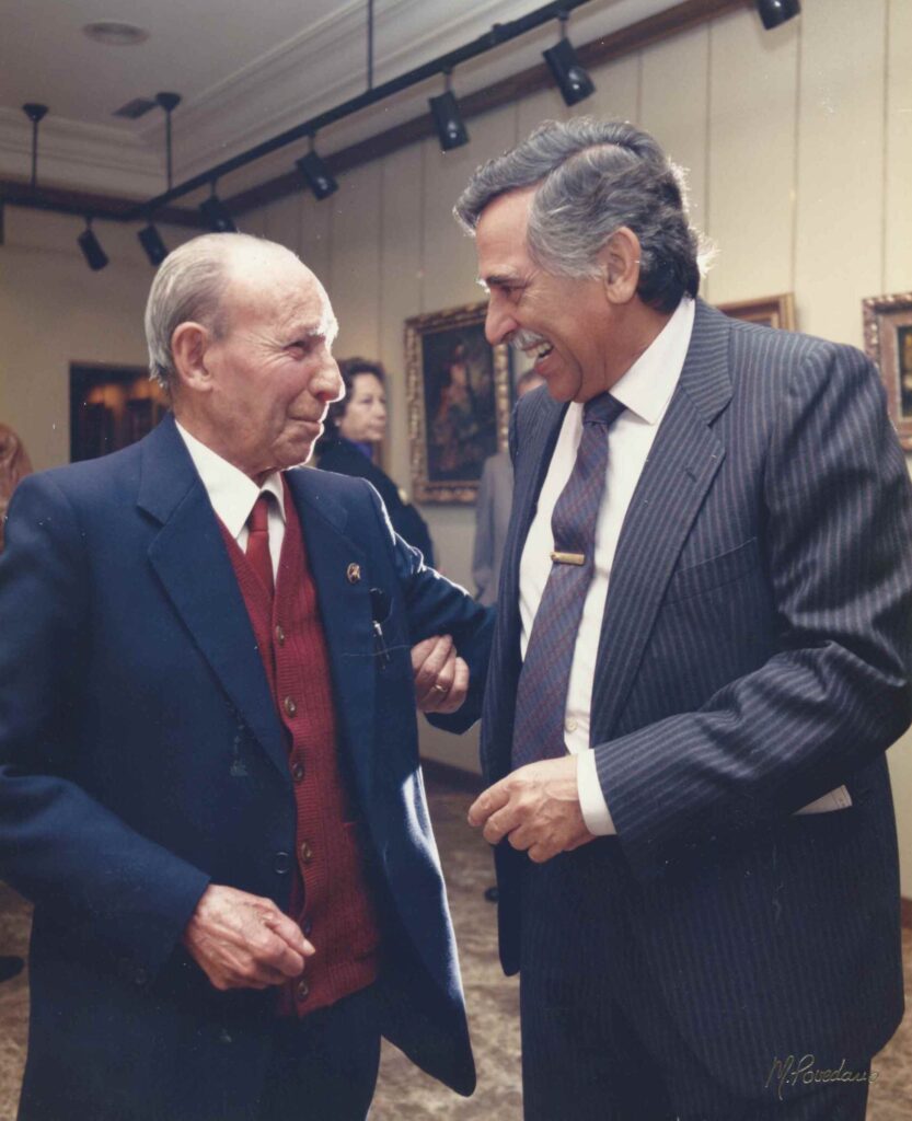 Emilio Cervantes with the painter Fermín Santos